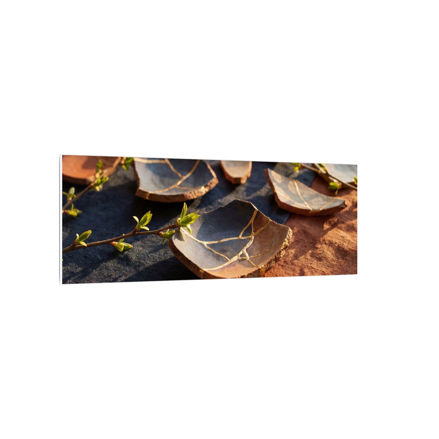 Spring Broken Pottery Gold Vein Canvas Art | Philosophical Decor