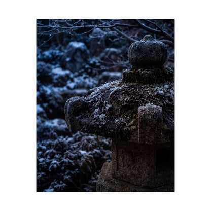 Winter Stone Lantern Shadow Zen Wall Art Print | Atmospheric Decor