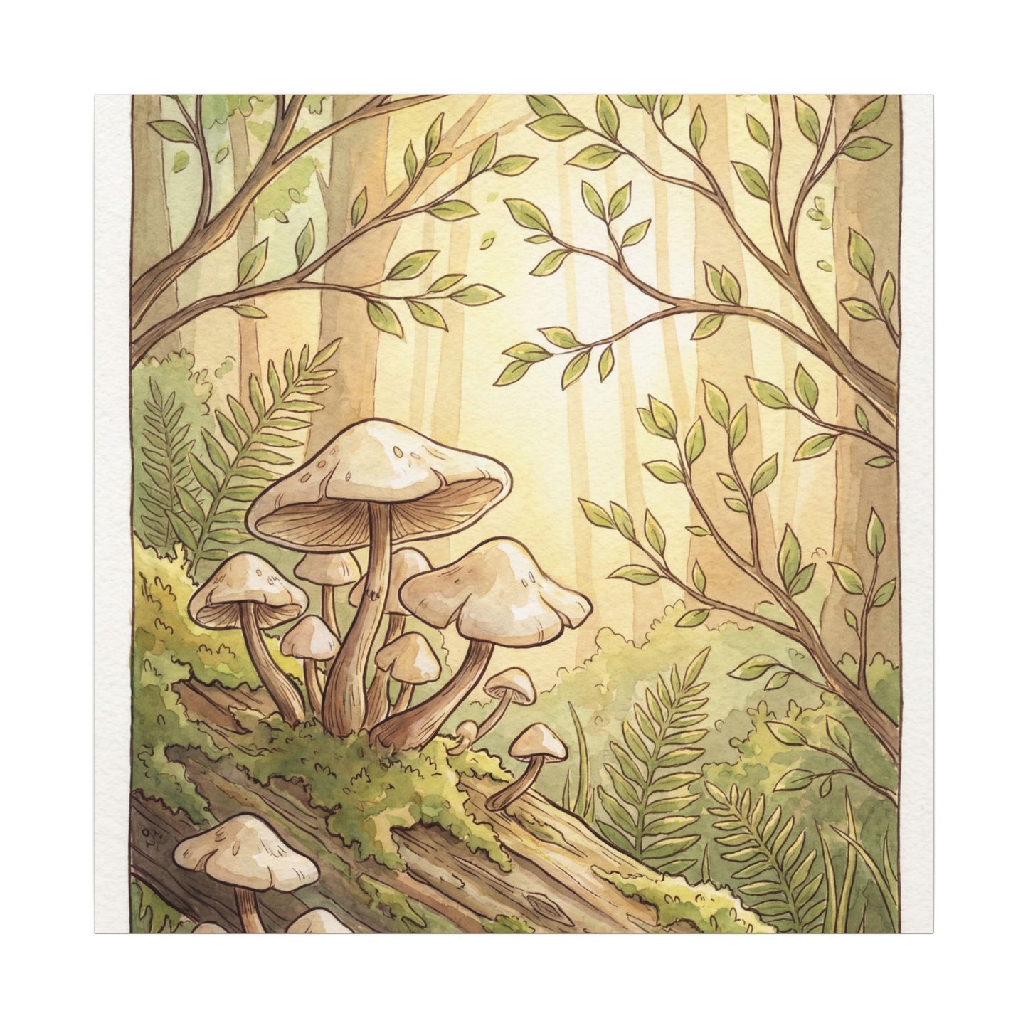 Spring Wild Mushrooms Mushroom Illustration Canvas Art | Cozy Decor