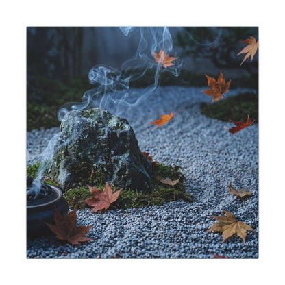 Autumn Incense Smoke Karesansui Canvas Art | Calm Decor