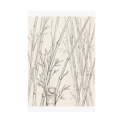 Bamboo Grove Wall Art Print | Spring Japandi Minimal Line Art