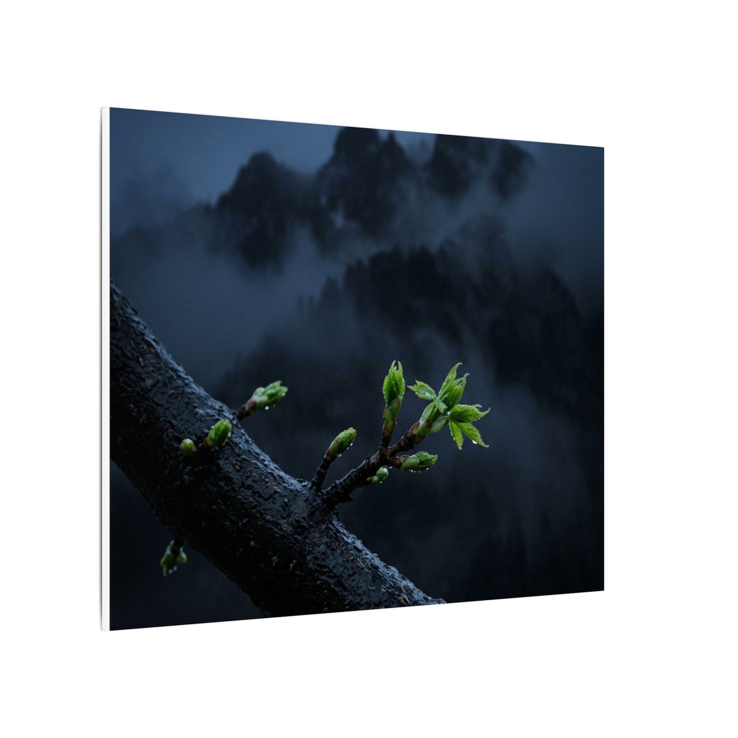 Moonlight Mountain Mist Canvas Art - Dark Japandi Kanso