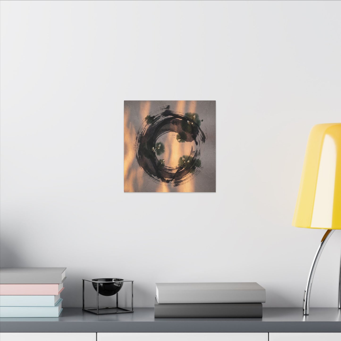 Ink Brushstroke Spring Canvas Art | Dark Japandi Bold Design