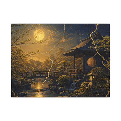 Spring Moonlit Garden Gold Vein Canvas Art | Resilient Decor