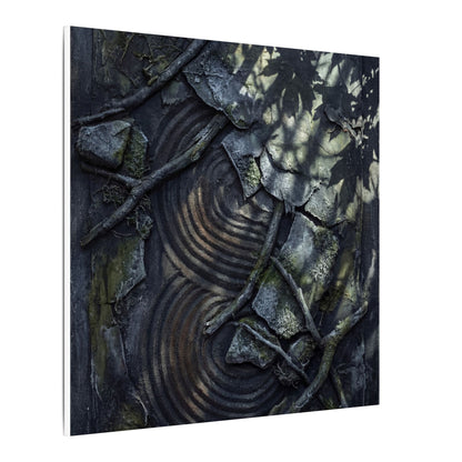 Rock Garden Canvas Art | Winter Dark Japandi Dark Texture Art