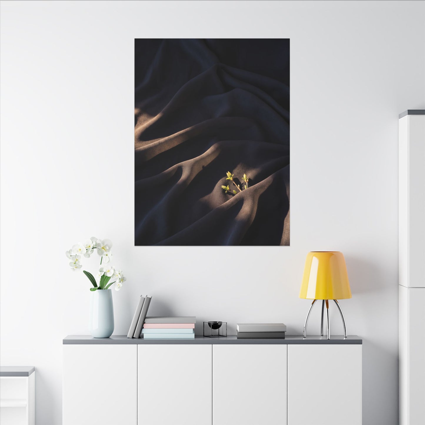 Silk Drape Shadow Zen Canvas Art | Luxurious Dark Japandi Art