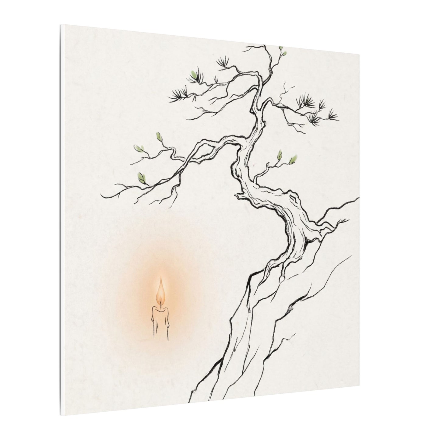 Candlelight Pine Tree Canvas Art - Japandi Shibui