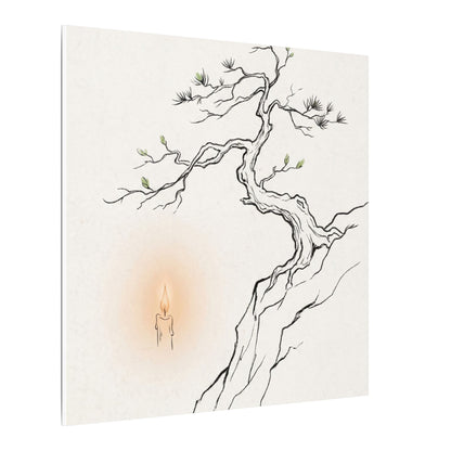 Candlelight Pine Tree Canvas Art - Japandi Shibui
