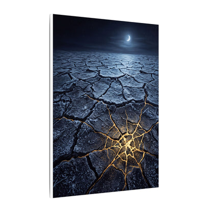 Moonlight Cracked Earth Canvas Art - Kintsugi Mono No Aware