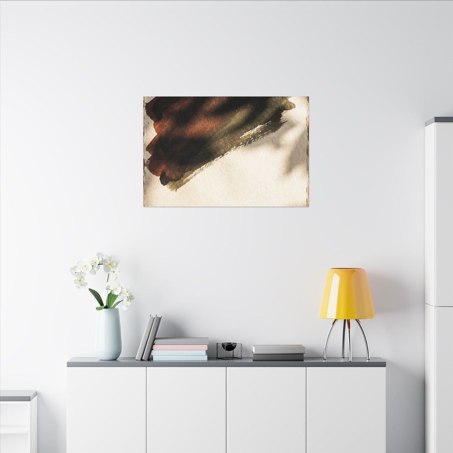 Ink Brushstroke Canvas Art | Summer Dark Japandi Moody Minimal Art