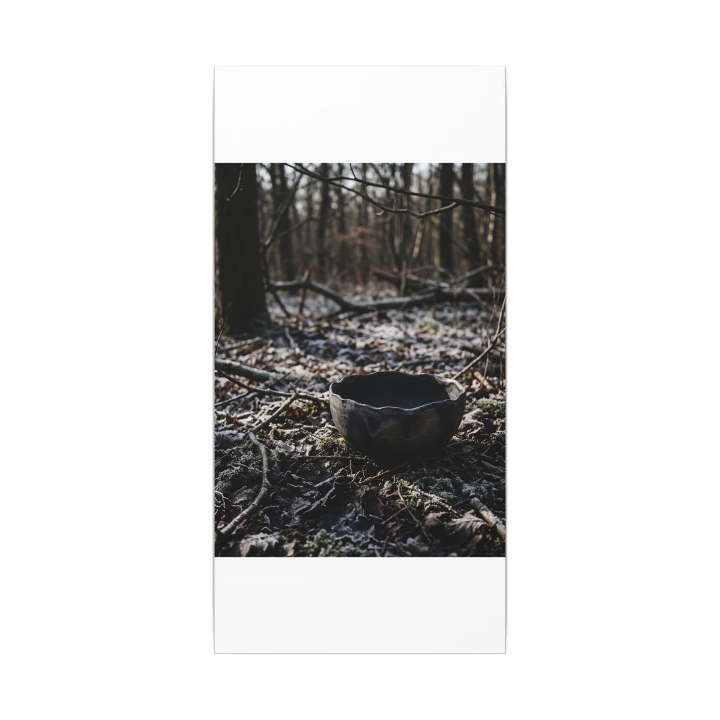 Dappled Ceramic Bowl Canvas Art - Dark Japandi Kanso
