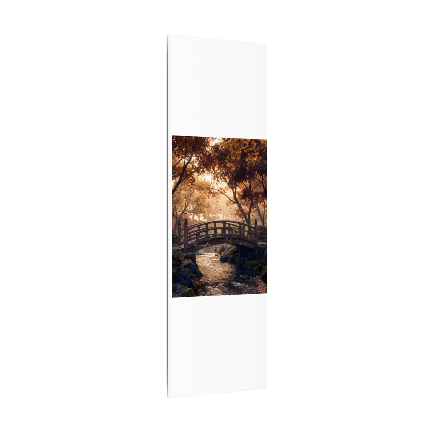 Autumn Wooden Bridge Gold Vein Canvas Art | Resilient Decor