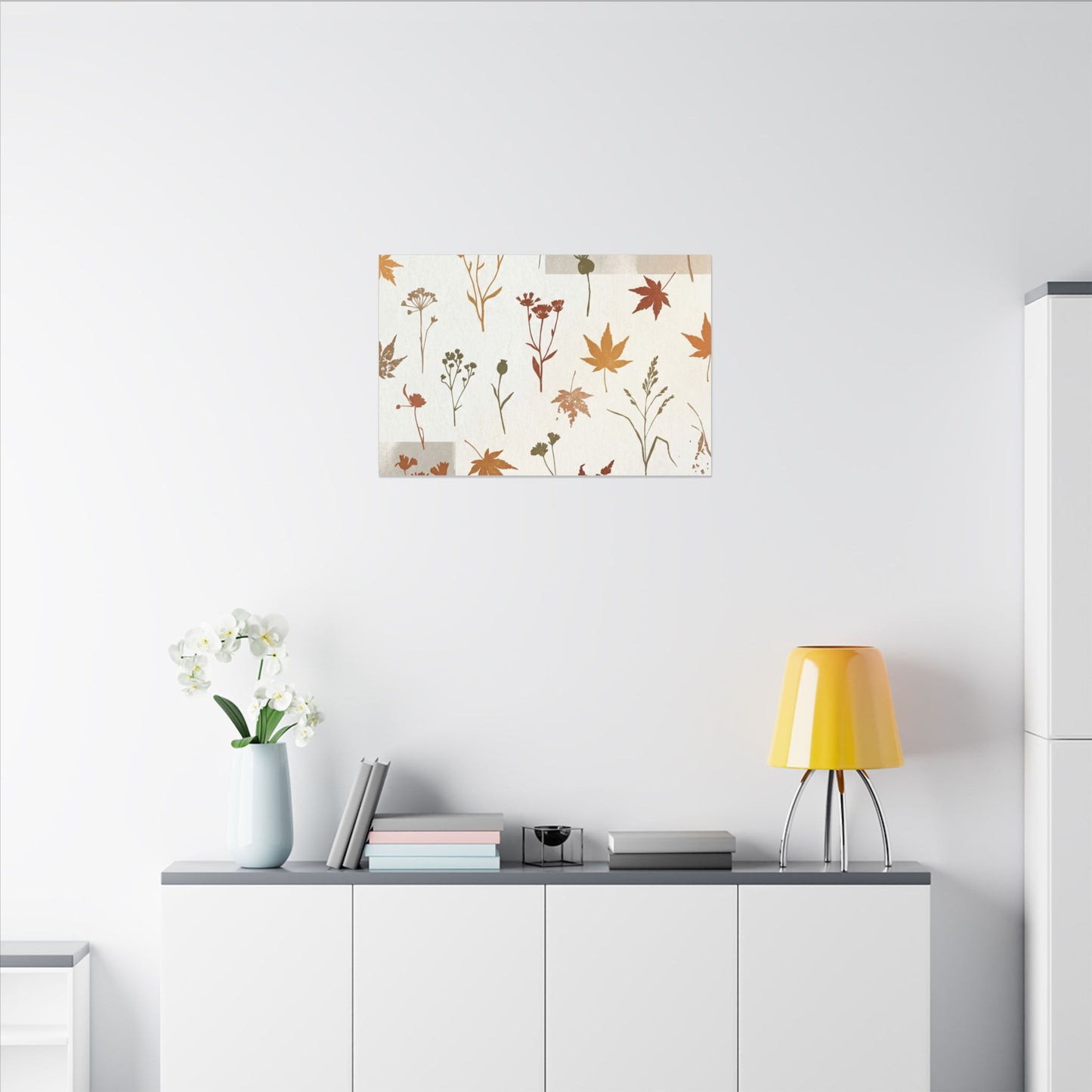 Autumn Dried Flowers Japanese Pattern Canvas Art | Elegant Decor