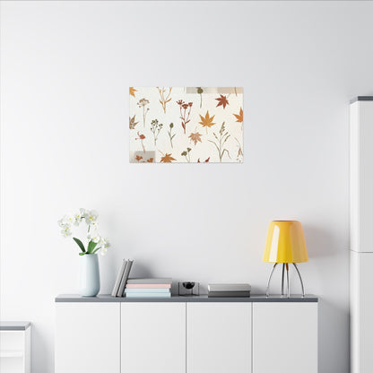 Autumn Dried Flowers Japanese Pattern Canvas Art | Elegant Decor
