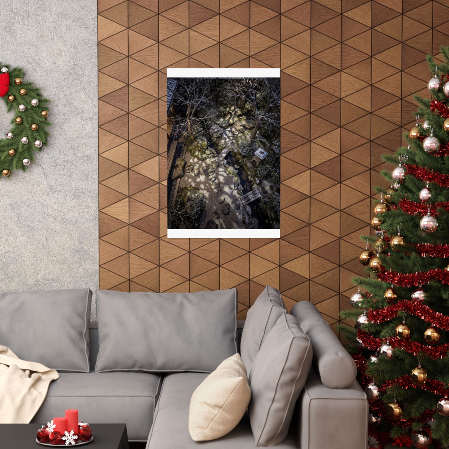 Moonlit Garden Wall Art Print | Winter Japandi Japanese Pattern Art