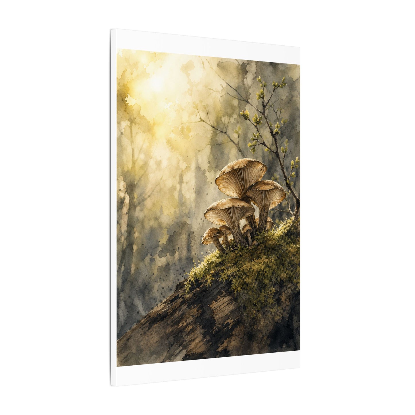 Wild Mushrooms Canvas Art | Spring Japandi Watercolor Art