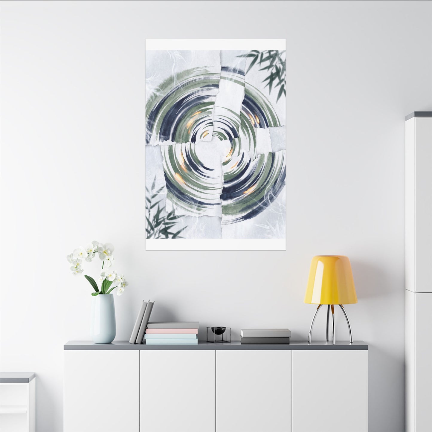 Winter Water Ripple Sumi E Canvas Art | Peaceful Decor