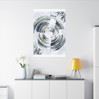 Winter Water Ripple Sumi E Canvas Art | Peaceful Decor