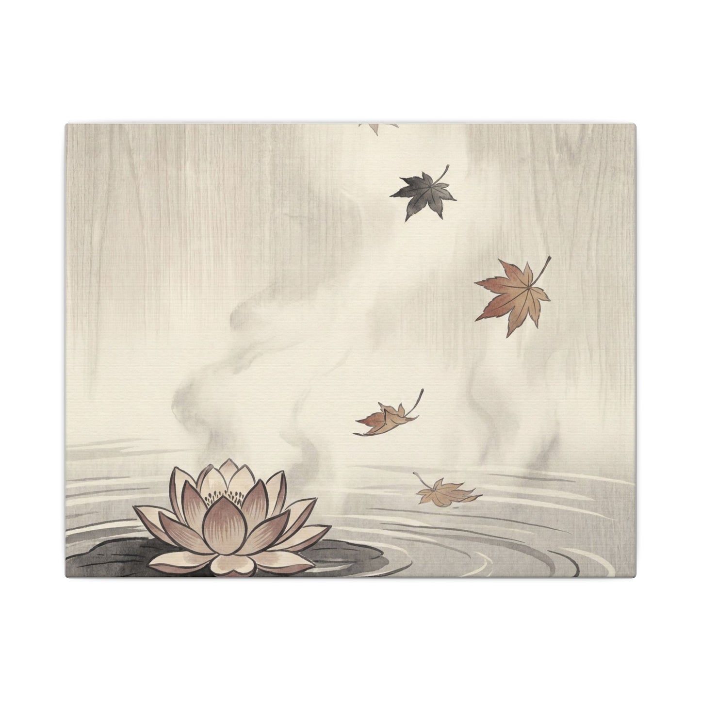Lotus Flower Canvas Art | Autumn Zen Ukiyo E Inspired Art
