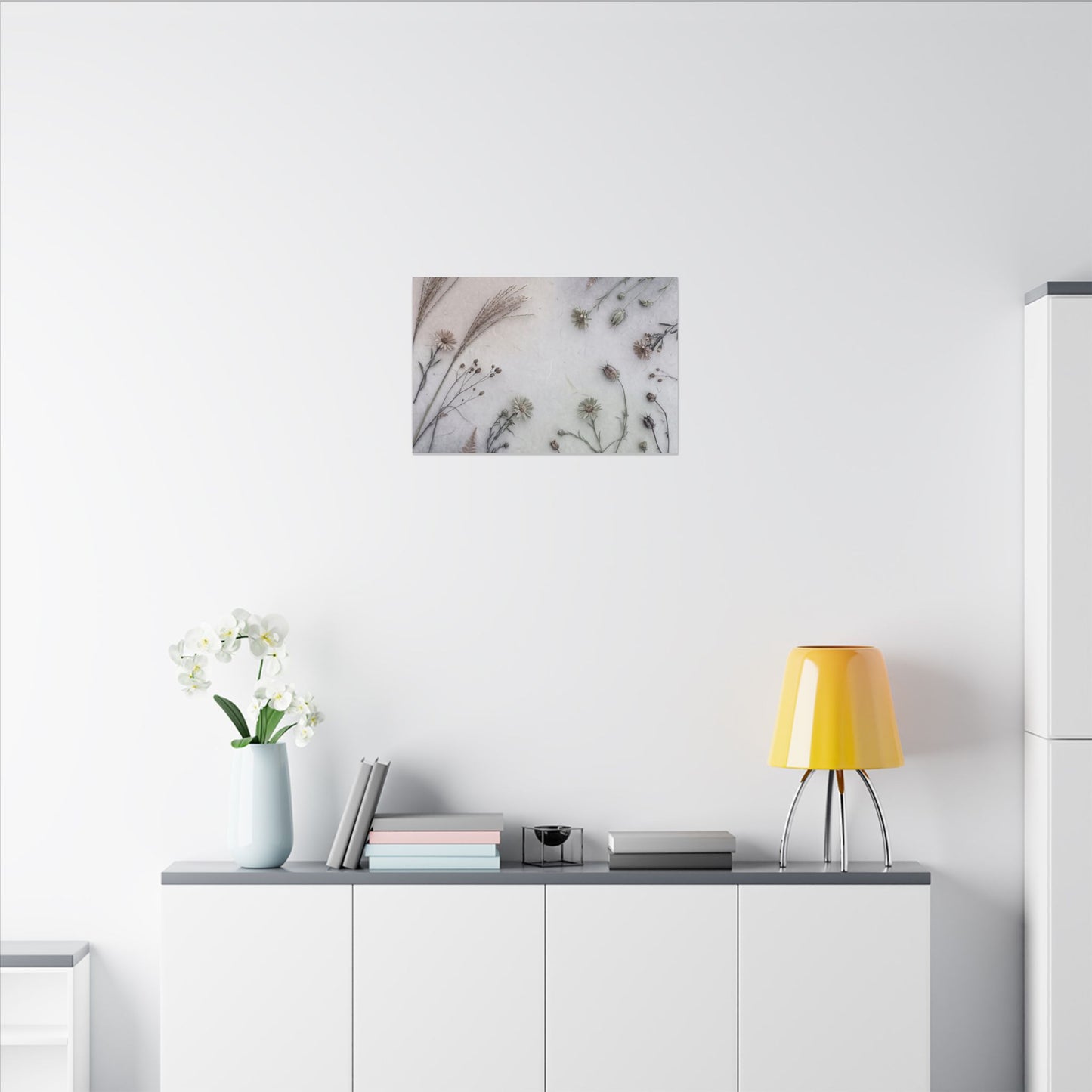 Dried Flowers Japanese Pattern Canvas Art | Elegant Japandi Art