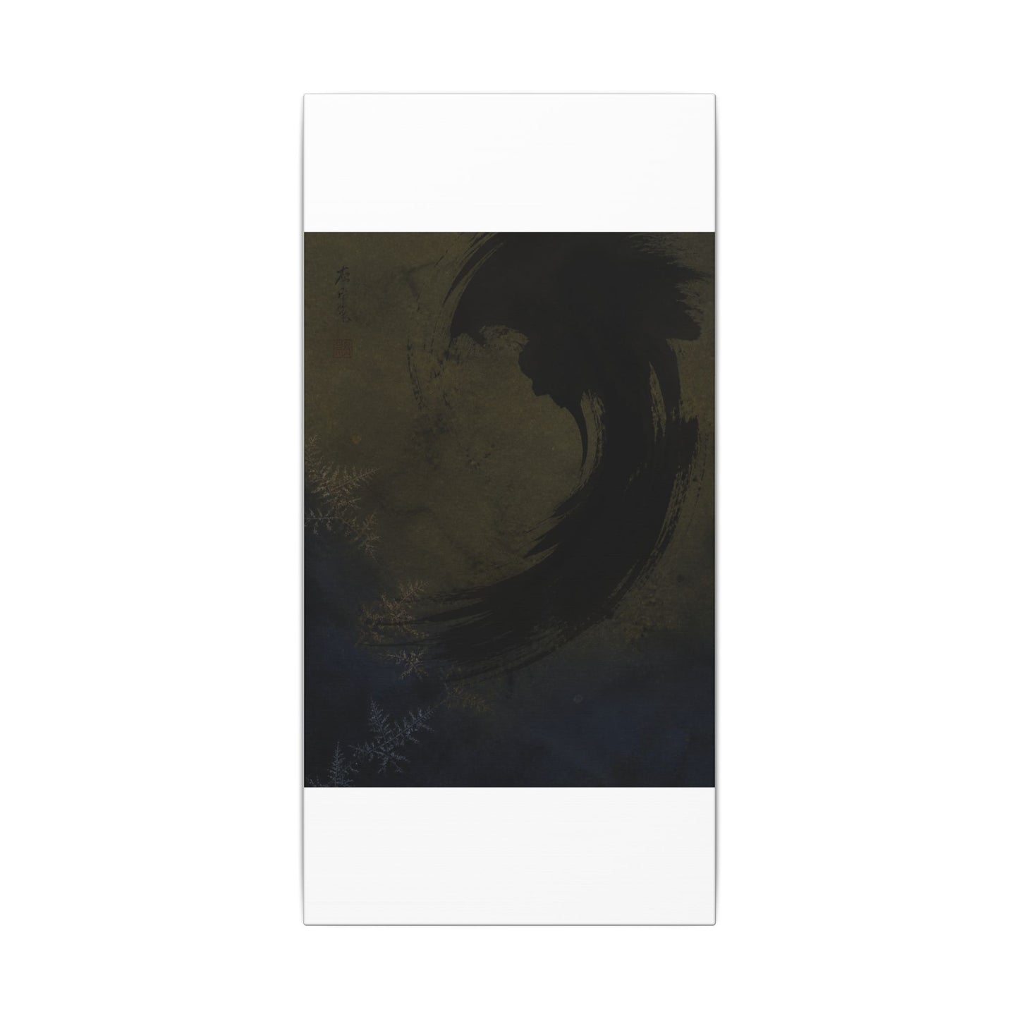 Seijaku Ink Brushstroke Canvas Art - Dark Japandi Moody Minimal