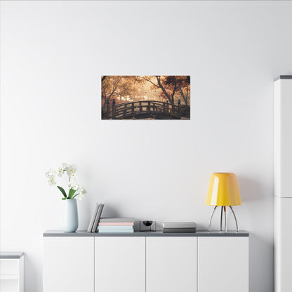 Autumn Wooden Bridge Gold Vein Canvas Art | Resilient Decor