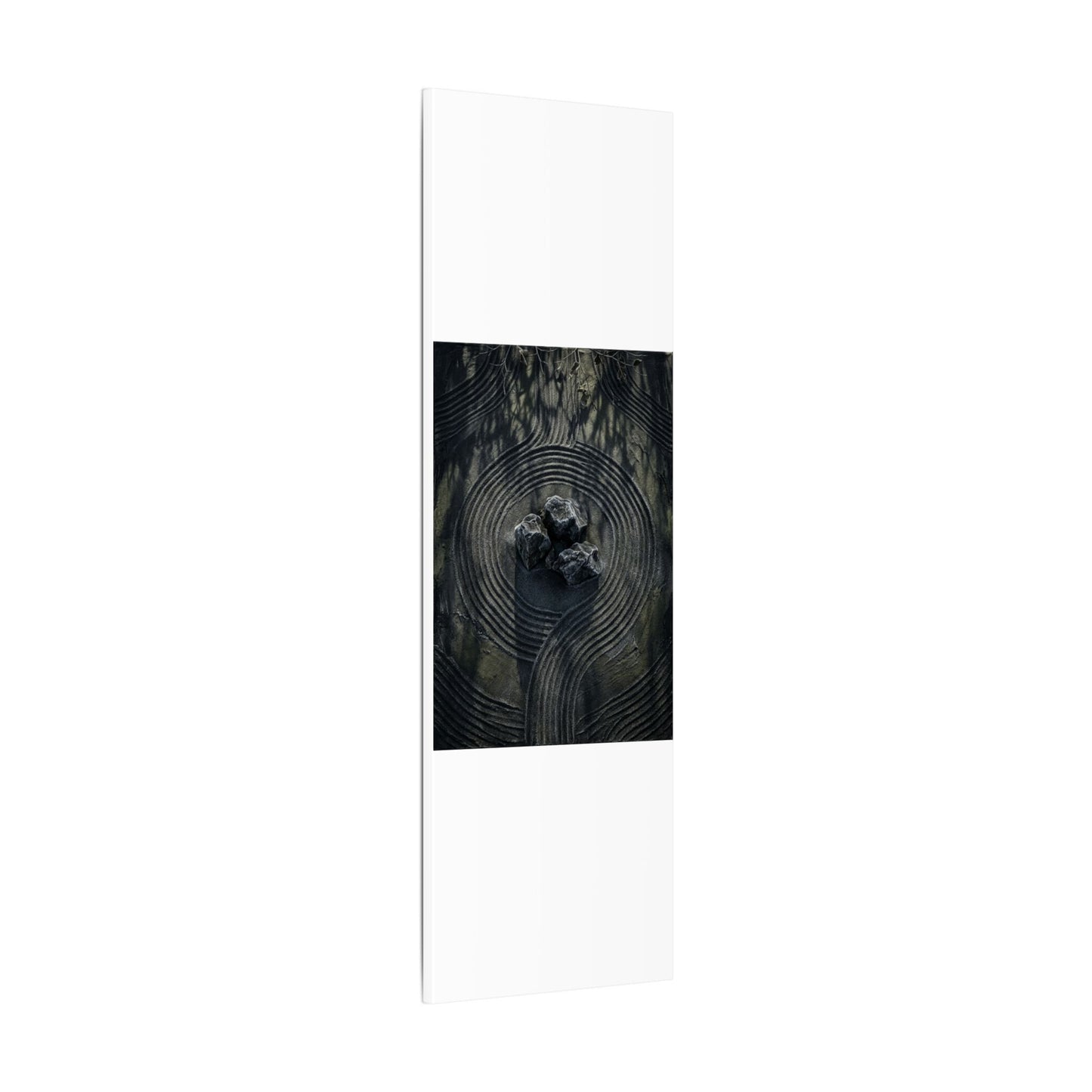 Moody Rock Garden Canvas Art - Dark Texture Dark Japandi