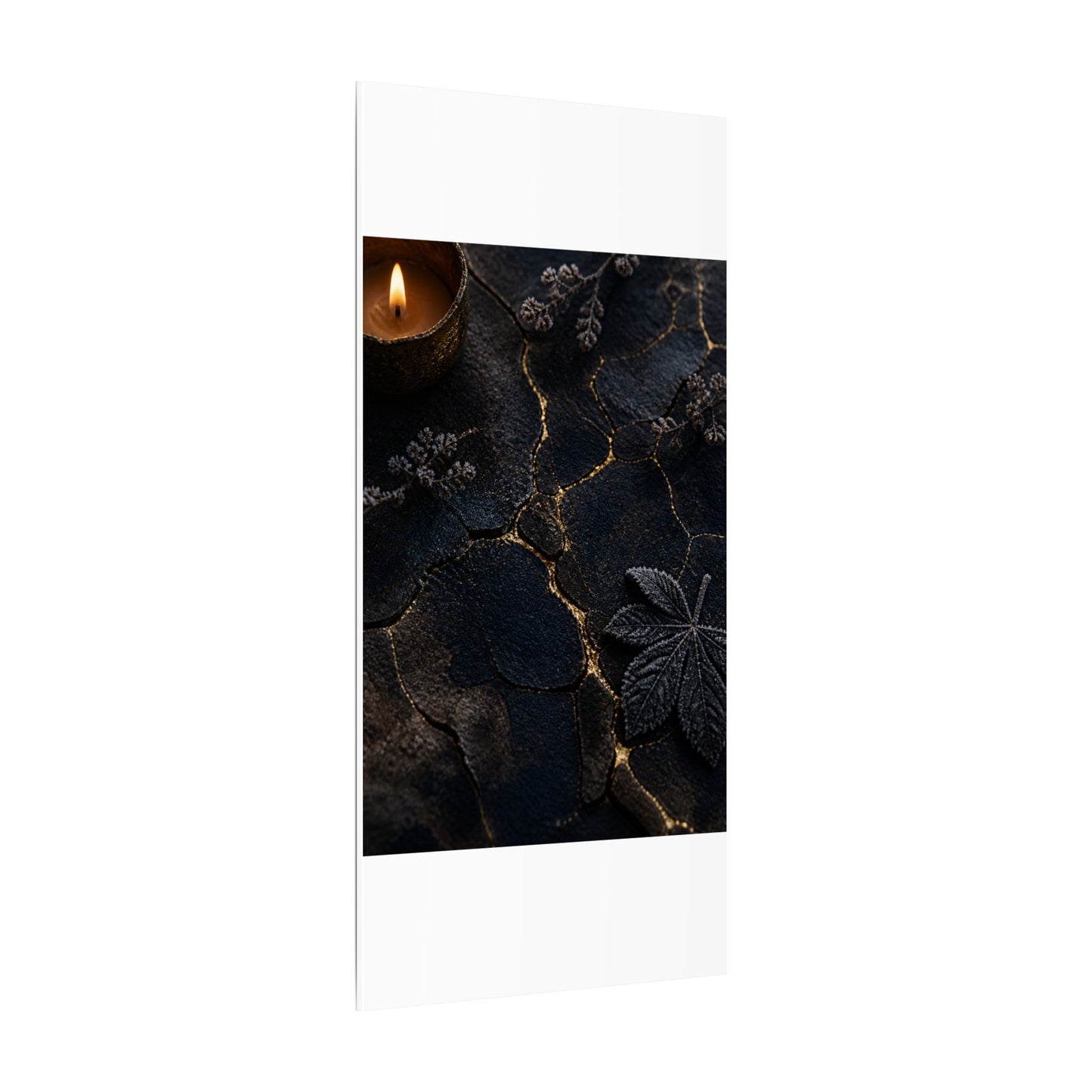 Candlelight Cracked Earth Canvas Art - Dark Japandi Ma