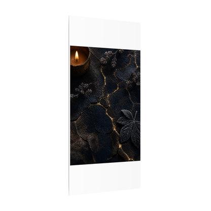 Candlelight Cracked Earth Canvas Art - Dark Japandi Ma
