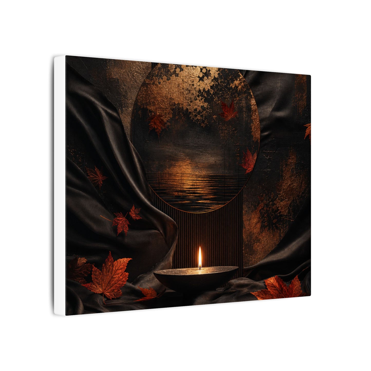 Silk Drape Autumn Canvas Art | Dark Japandi Moody Design