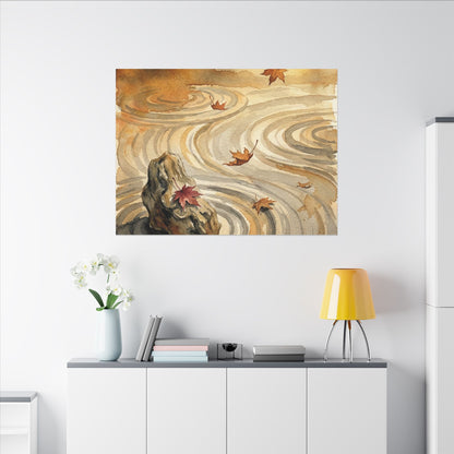 Autumn Rock Garden Watercolor Canvas Art | Neutral Decor