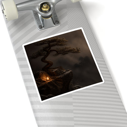 Pine Tree Winter Sticker | Dark Japandi Moody Design