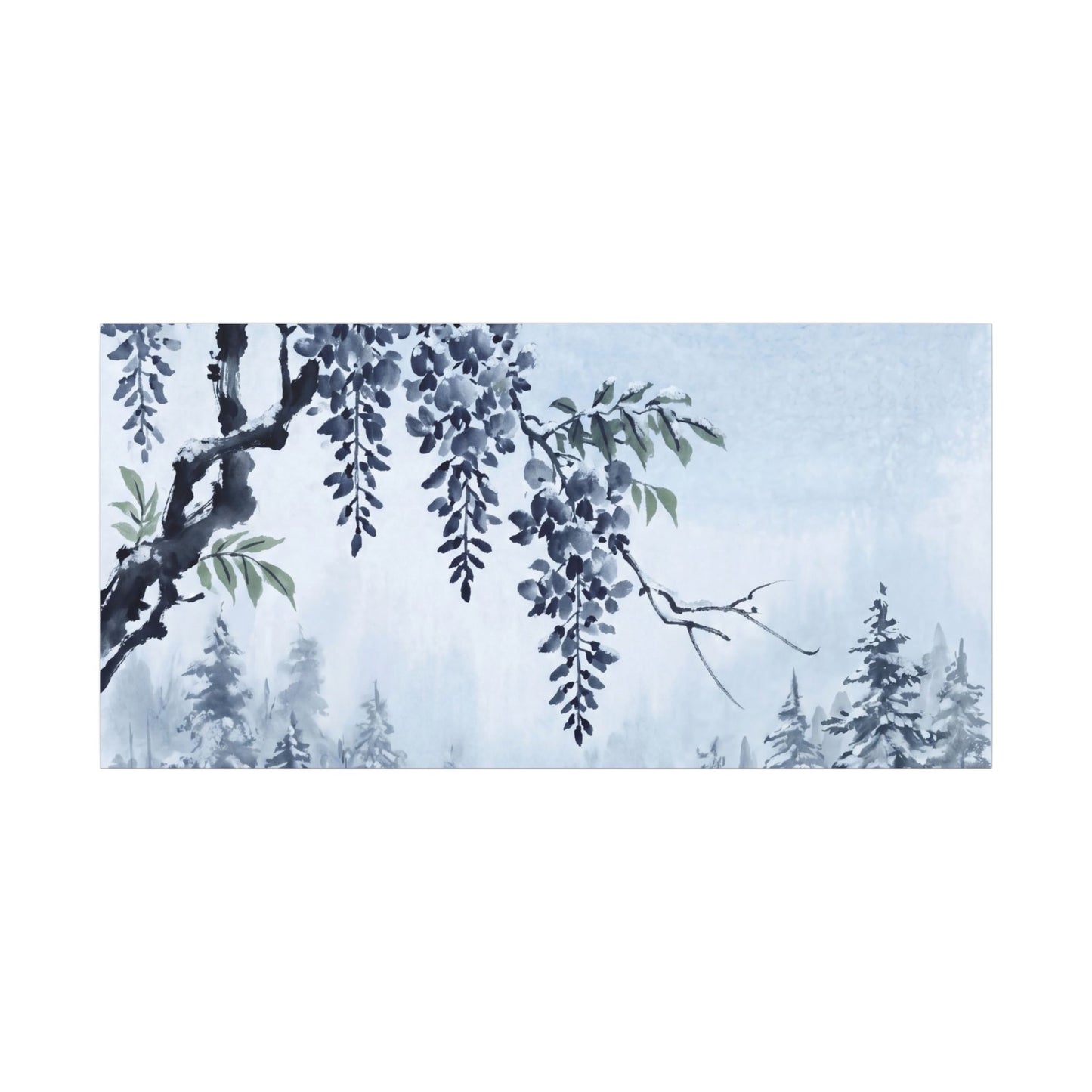 Seijaku Wisteria Canvas Art - Zen Sumi E