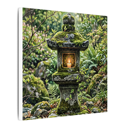 Neutral Stone Lantern Canvas Art - Japanese Pattern Japandi