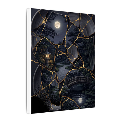 Kintsugi Moonlit Garden in Golden Hour | Gold Repair Canvas Art