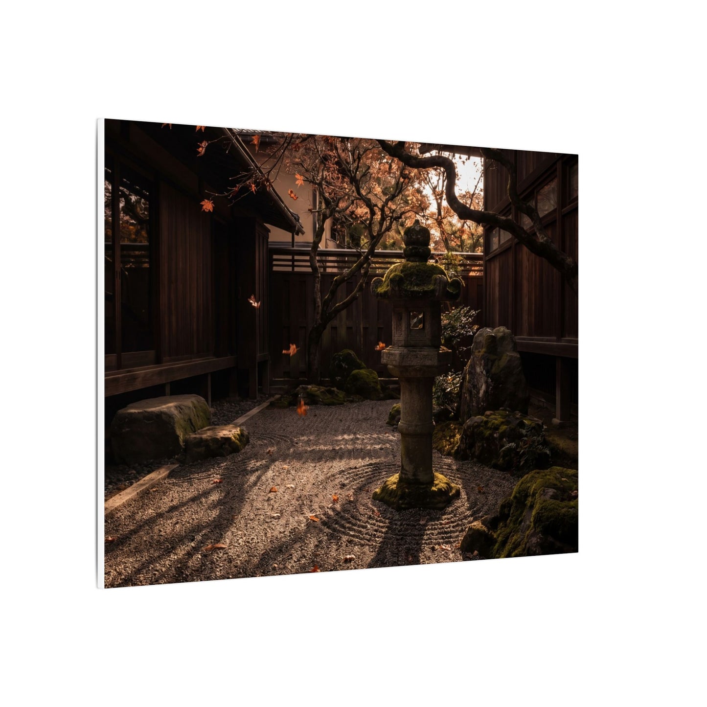 Seijaku Stone Lantern Canvas Art - Dark Japandi Shadow Zen
