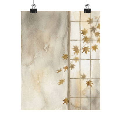Elegant Shoji Screen Wall Art Print - Watercolor Japandi