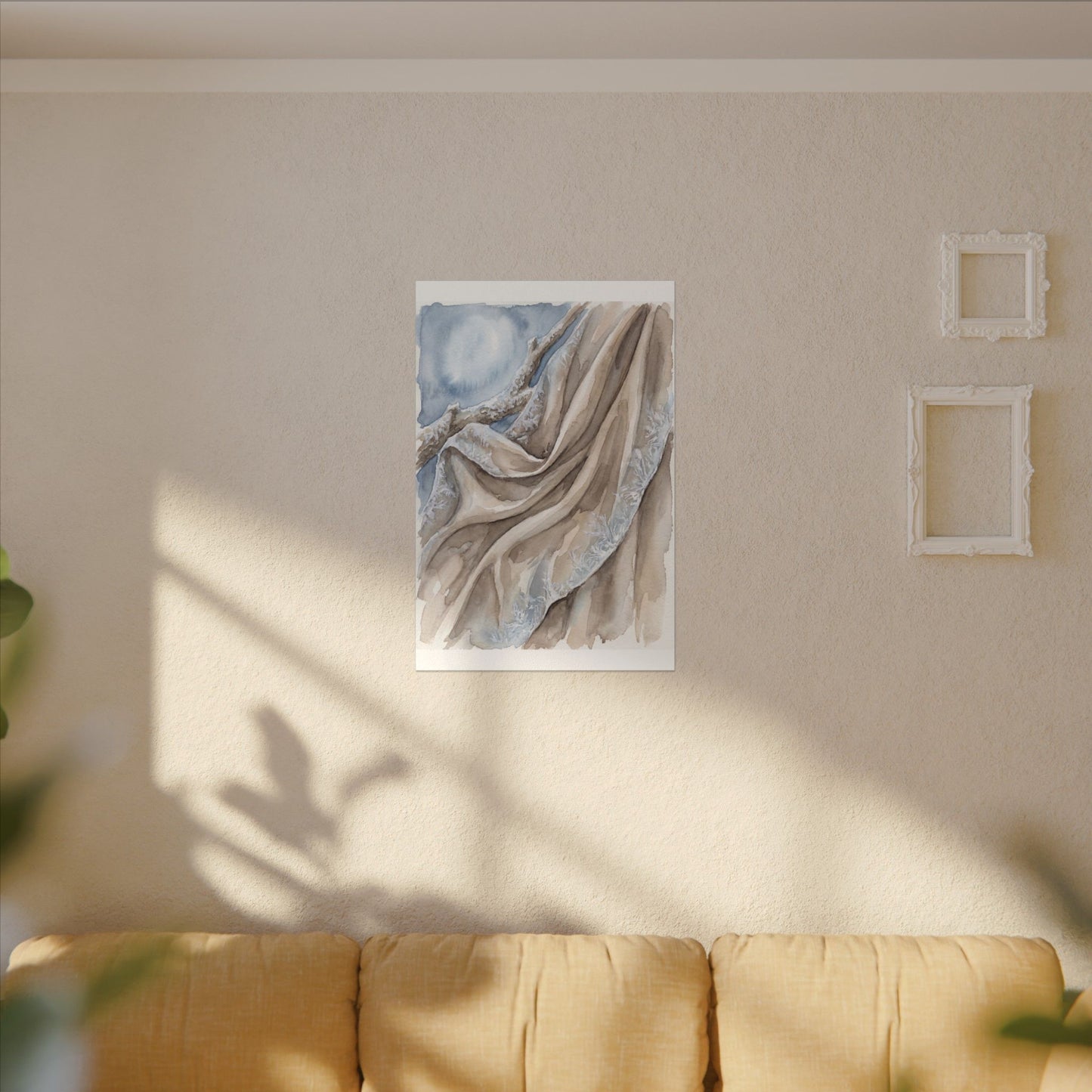 Silk Drape Winter Canvas Art | Japandi Cozy Design