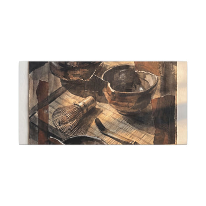 Tea Ceremony Charcoal Ink Canvas Art | Luxurious Dark Japandi Art