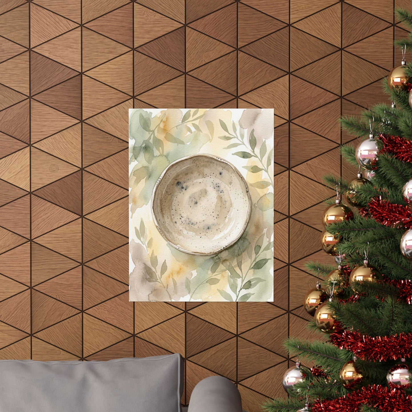Elegant Ceramic Bowl Wall Art Print - Watercolor Japandi