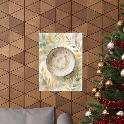 Elegant Ceramic Bowl Wall Art Print - Watercolor Japandi