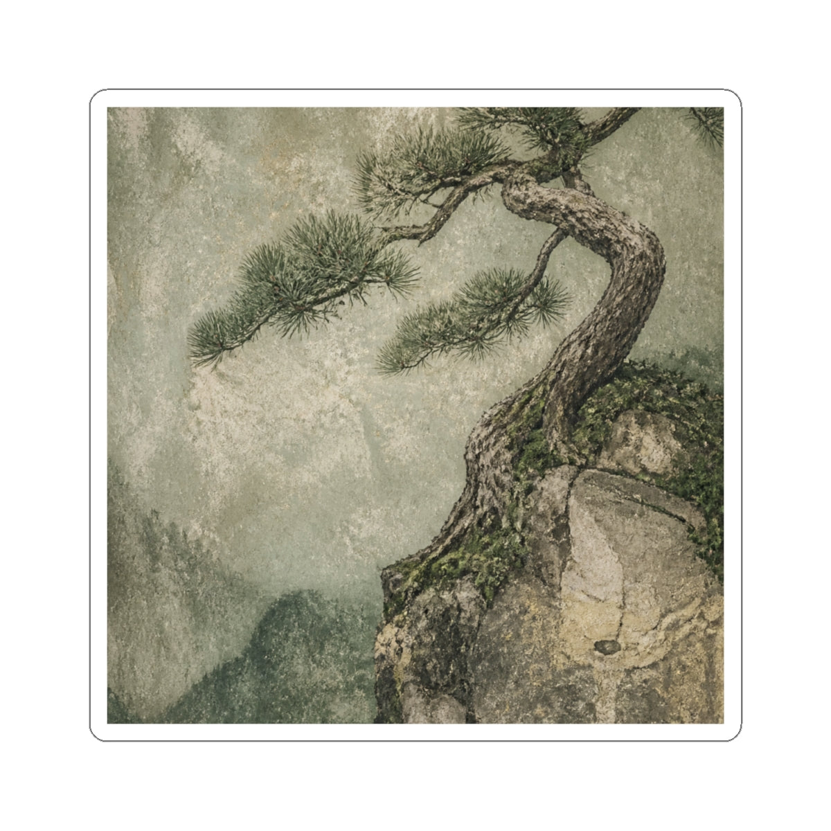 Pine Tree Texture Sticker | Warm Japandi Art