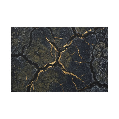 Overcast Cracked Earth Canvas Art - Dark Japandi Ma Art Print