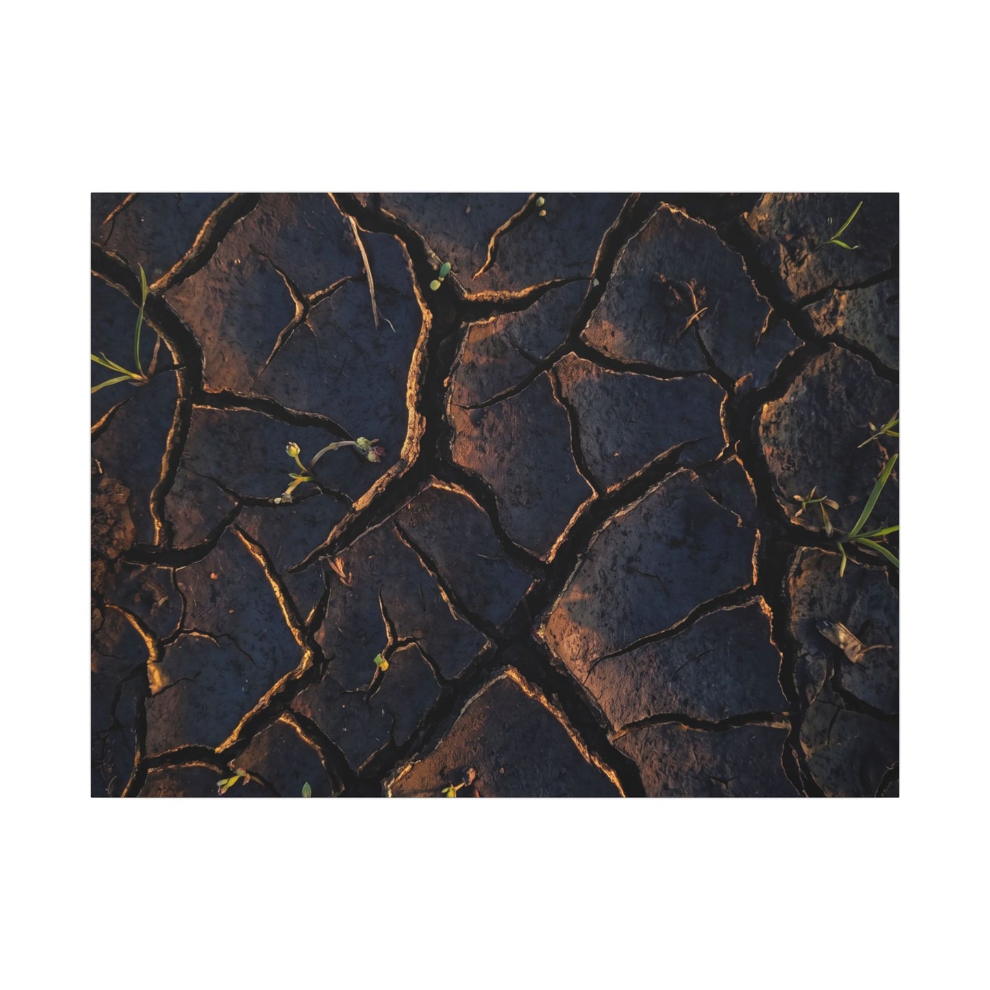 Cracked Earth Moody Minimal Canvas Art | Luxurious Dark Japandi Art Art Print