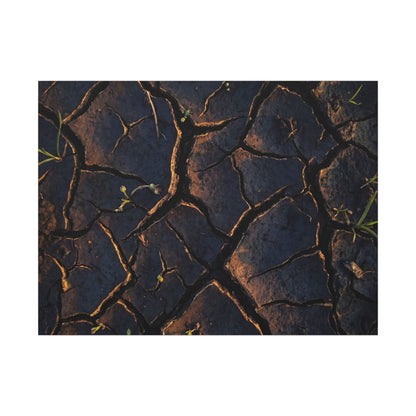 Cracked Earth Moody Minimal Canvas Art | Luxurious Dark Japandi Art Art Print