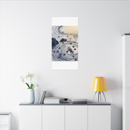 Zen Rock Garden in Golden Hour | Sumi E Canvas Art