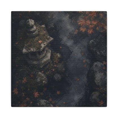 Stone Lantern Canvas Art | Autumn Japandi Texture Art