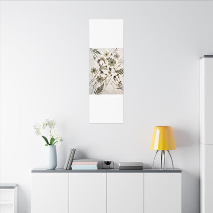 Japandi Dried Flowers in Golden Hour | Japanese Pattern Canvas Art