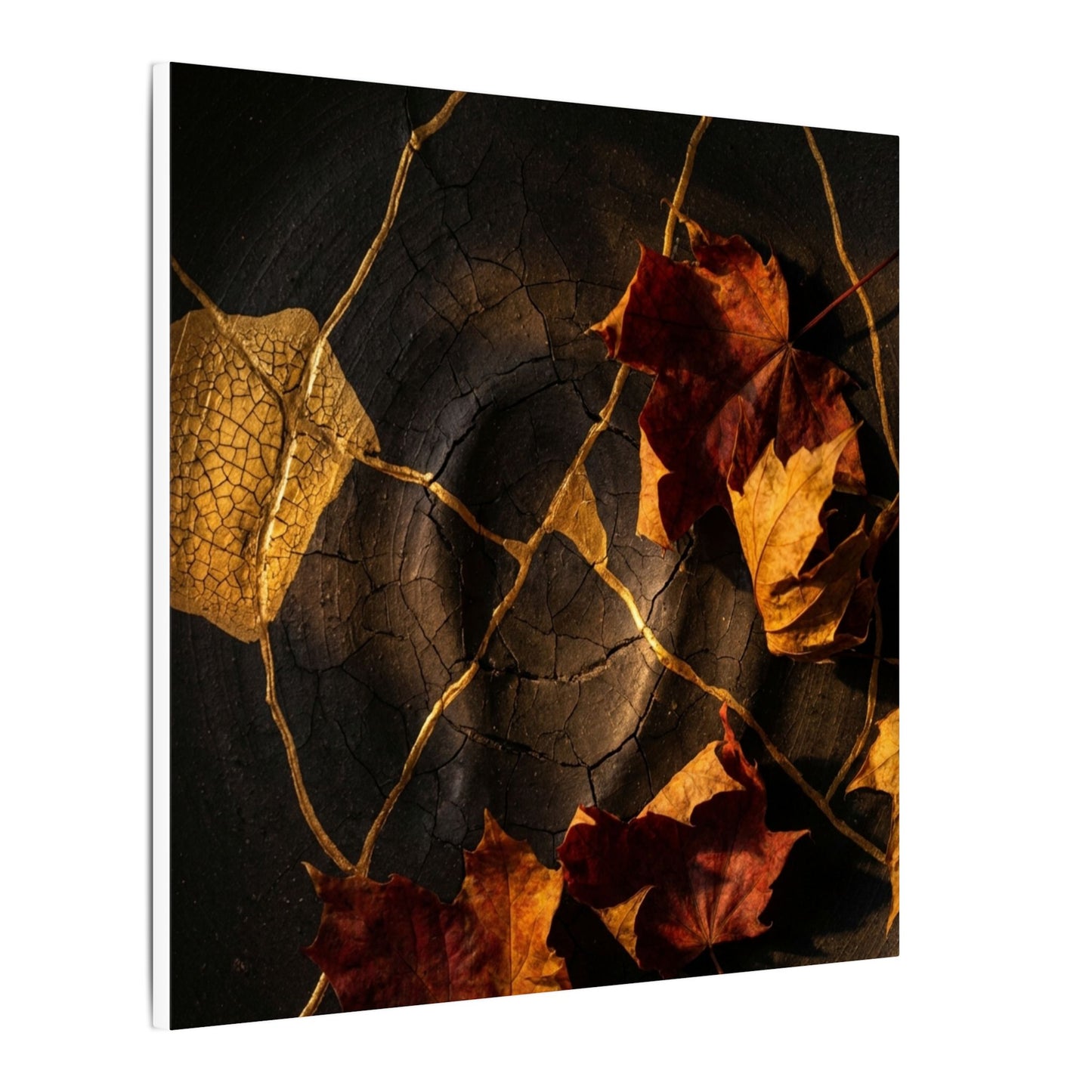 Resilient Shadow Play Canvas Art - Crackle Gold Kintsugi