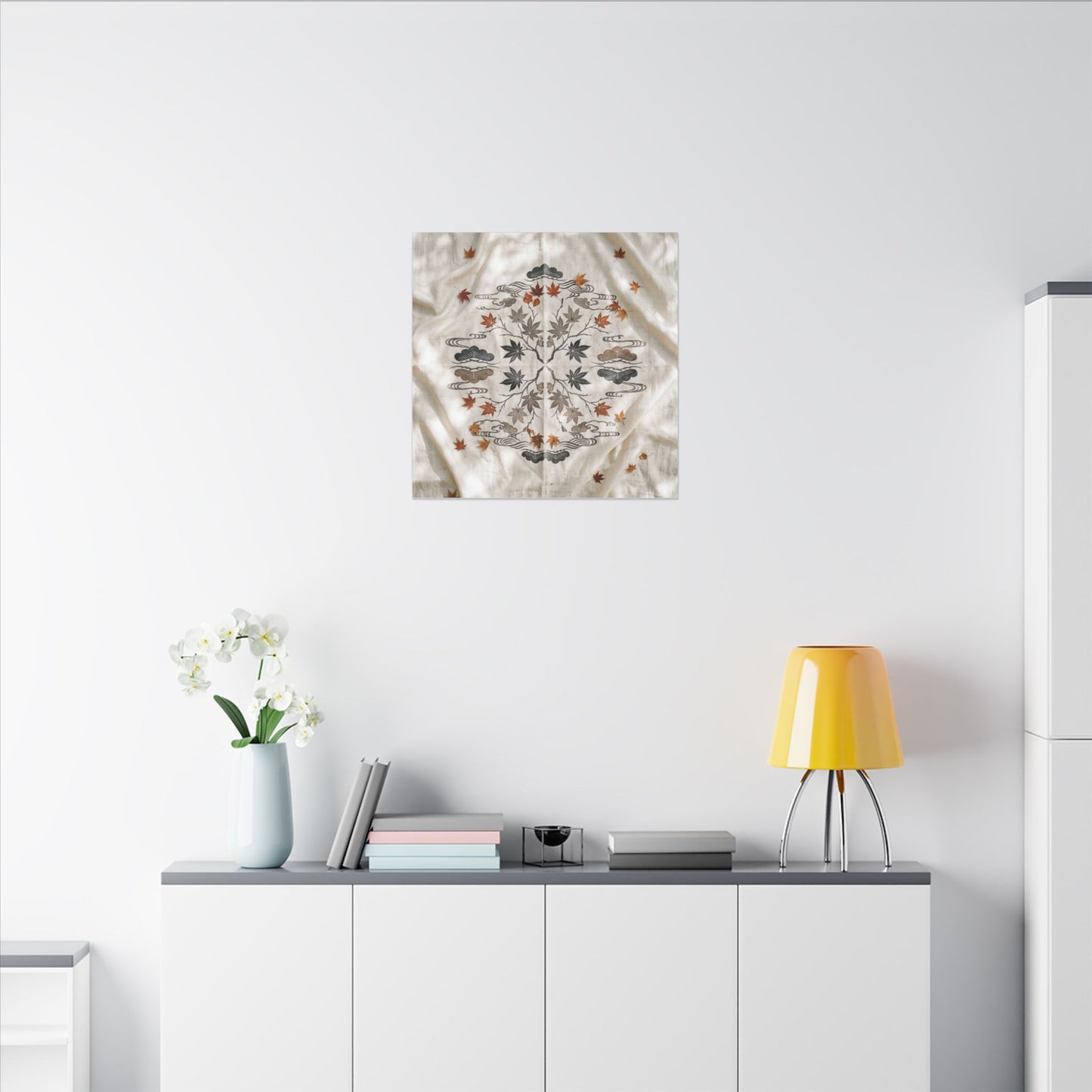 Elegant Silk Drape Canvas Art - Japanese Pattern Japandi